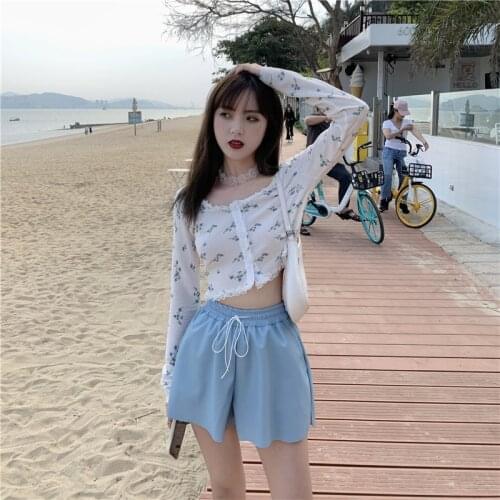 Lace Cardigan Square Neck Floral Long Sleeve Sweater Womens Summer New Korean Short Top