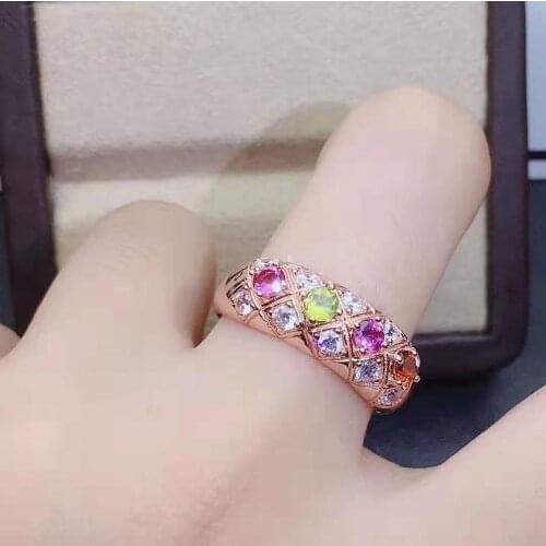 Natural Candy Crystal Ring Real 925 Silver Fine Fashion Charming Jewelry for Women Free Shipping