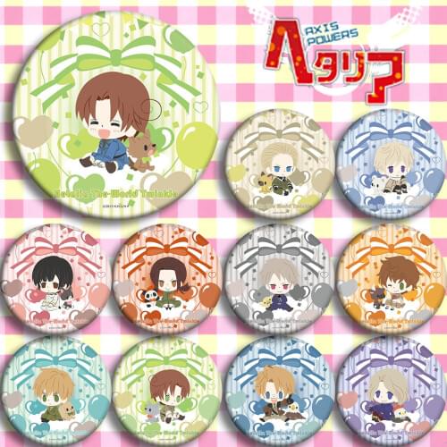 1pc Animation badge 58mm Hetalia Axis Power Badges Brooch Round Icons Cute Funny Badges
