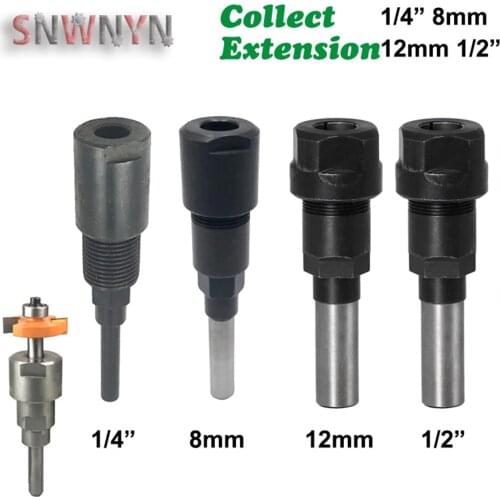 1pcs 1/4" 8mm 12mm 1/2" Shank Router Bit Extension Rod Collet Engraving Machine Accessories Extension Milling Cutter for Wood