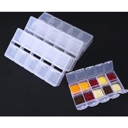 10/28 Cells Plastic Storage Box Diamond Painting Embroidery Accessories Tools Rhinestone Toole Beads Container Box Holder