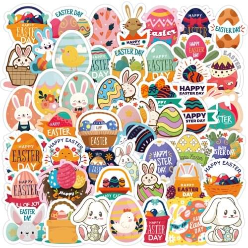 10/30/50PCS Easter Egg Rabbit Stickers Laptop Guitar Luggage Fridge Phone Bike Waterproof Graffiti Sticker Decal Kid Classic Toy