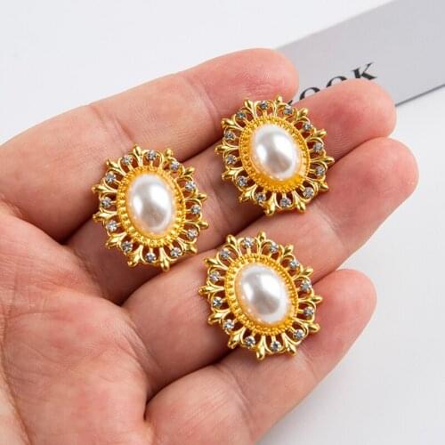 10Pcs Flatback Pearl Button Rhinestone Embellishment For Sewing Craft Accessory