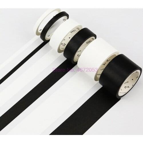 1000pcs 5mm/15mm Solid White Black Basic Decorative Paper Writable Adhesive Washi Masking Tape School Supplies Stationery