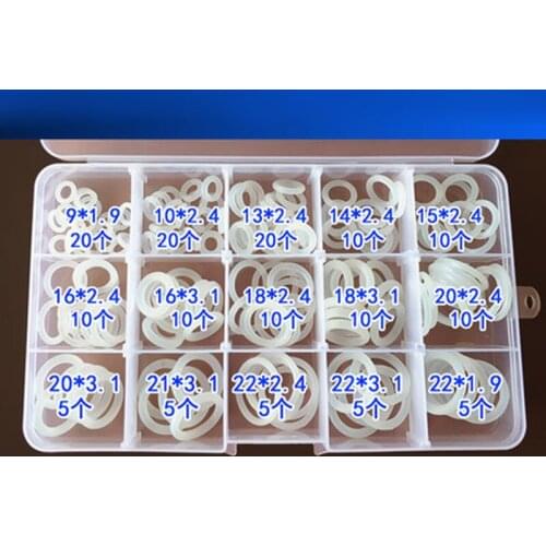 155PCS Washer Rubber White Sealing Ring Waterproof Elasticity Small Silicone Transparent Kit
