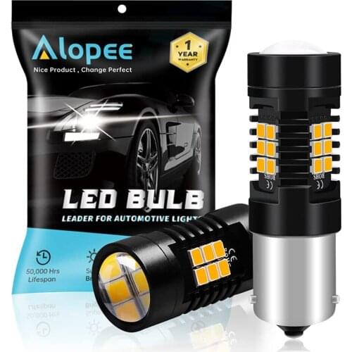 2-Pack 1156PY 1056 BAU15S 7507 12496 PY21W Amber/Yellow LED Light 9-30V-DC 21SMD Turn Signal Blinker Light Tail Stoplight Bulb