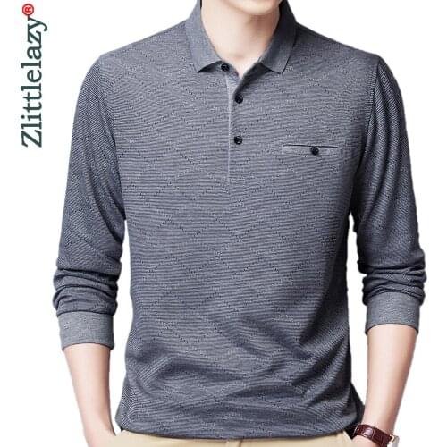 2021 Pocket Long Sleeve Polo Tee Shirt Men Casual Argyle Mens Clothing Polos Shirts Mens Fashion Slim Fit Poloshirt Tops 48483