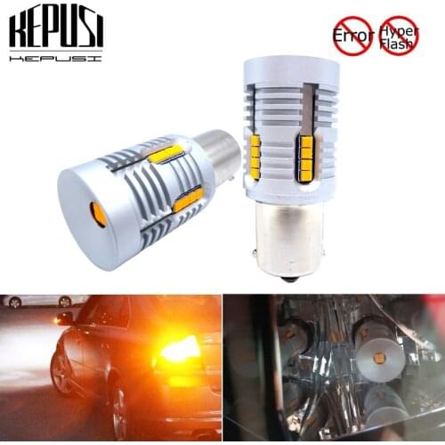 2x Extremely Bright Amber Yellow 1156 BA15S P21W BAU15S PY21W 7507 LED Bulbs Turn Signal Lights Lamps No Hyper Flash Canbus 12V