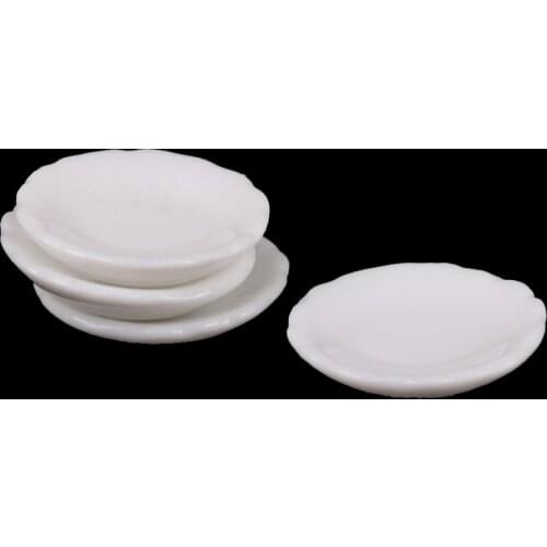 4pcs 1:12 White Round Dishes Plate Tableware Kitchen Toy For Dollhouse Accessories Best Gifts Dolls House Furniture Miniatures