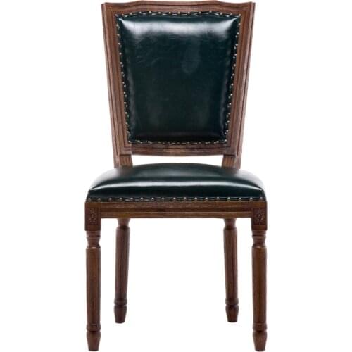 American dining chair European style solid wood dining table and chair cafe hotel high-end dining chair retro old oak study chai