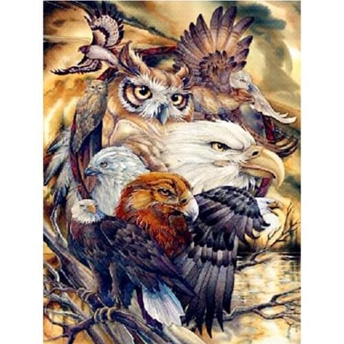 Diy animals mosaic embroidery eagle bird diamond painting kit beads picture wall paper decor stones drawing christmas gift new