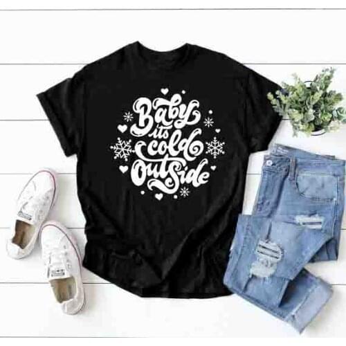 Babay its Cold Outside T-Shirt Christmas Gift goth Tee Casual Graphic Merry Christmas Snow Cold Tops Holiday Trendy Outfits