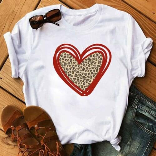 Sexy Leopard Print Women T-shirts Red Lip print Top Female Tshirt 90s Harajuku Summer Funny Clothes Casual O-neck Lady Tee Shirt