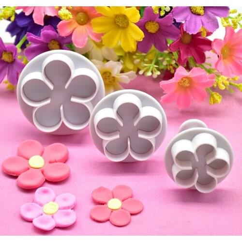 DIY baking tool 3pcs five petal cake fondant spring mold decoration shaping
