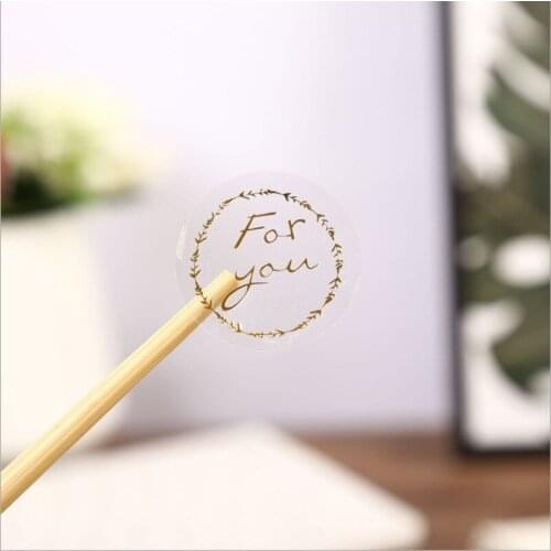 1200pcs 3.5cm FOR YOU Bronzing round transparent DIY handmade stationery scrapbook Adhesive label sealing sticker wholesale