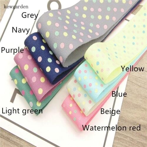 Kewgarden 10mm 25mm 1" 3/8" Dots Grosgrain Ribbons Handmade Tape DIY Bowknot Accessories Satin Ribbon Riband 10y/lot