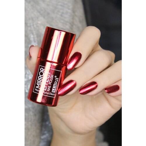 Metallic Red Mirror Effect Nail Polish Fashion Style Affecting Remarkable For Woman