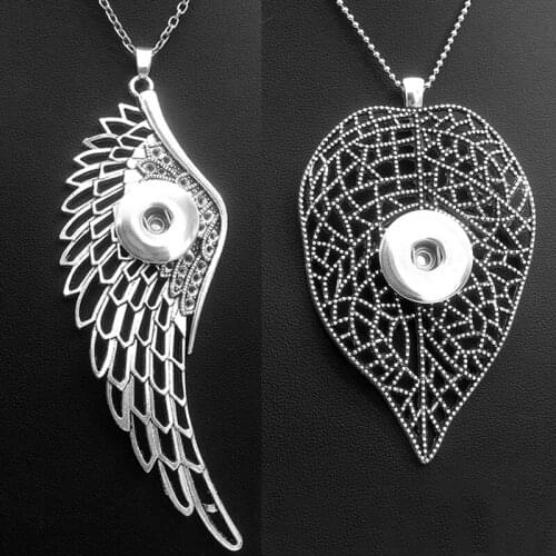 ML358 wings Leaves tree 18mm snap button necklaces & pendants DIY Jewelry