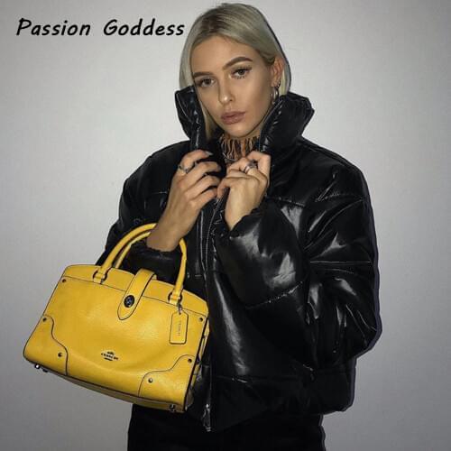 Fashion Women Winter Down Parka Puffle Jackets Bubble Coat Cropped Parkas Down Jackets Warm Outcoats Zipper Loose Down Jacket