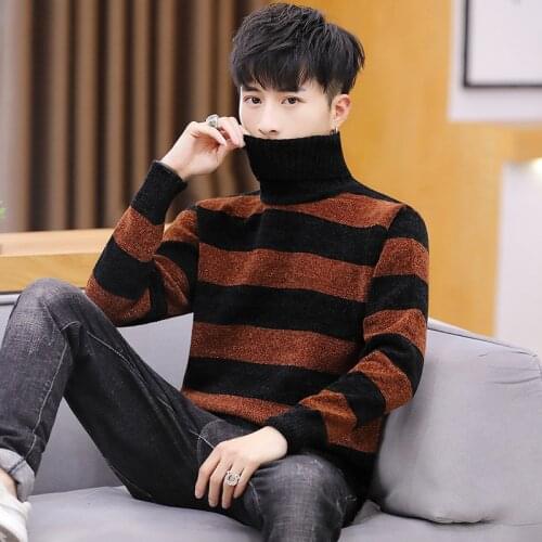 Long Sleeve Black Winter New Men Sweater Turtleneck Casual Pullovers Patchwork Mens Sweaters Fashion