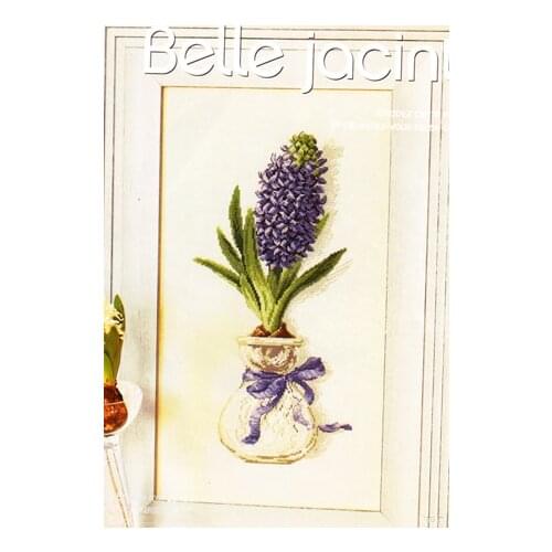 14/22/25ct Popular Counted Cross Stitch Kit DFEA Belle Jacinte Hydrangea Purple Flower Vase Jar Lavender