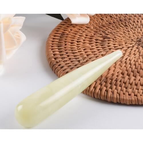 Jade Massage Wand Natural Stone Crystal Mineral Acupoint Pen Gua Sha Tool Yoni Wand Eye Face Care Beauty Tool Pointed Stick