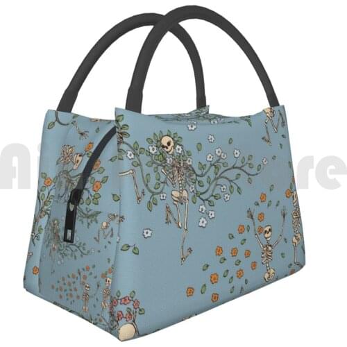 Portable Insulation Bag Skeletons With Garlands Skeleton Skeletons Bones Spooky October Halloween Flowers Garlands
