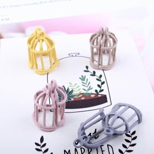 Half Bird Cage 3D Painted Charms 10pcs 20x30mm Alloy Metal Pastel Color Painting Charms For Metal Craft Jewelry Accessory DIY