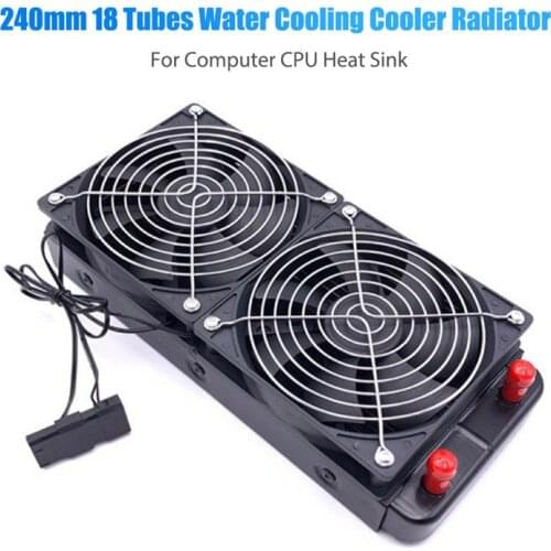 240mm Water Cooling Radiator 18 Tubes Aluminum CPU Cooling Heatsink Dual Fan Heat Exchanger Radiator for PC Computer