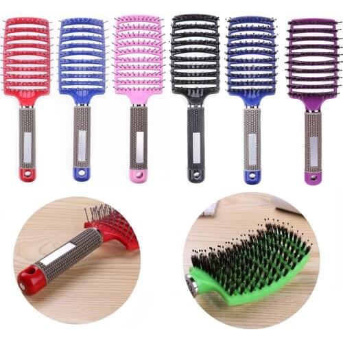 Hair Scalp Massage Comb Hairbrush Bristle Nylon Women Wet Curly Detangle Hair Brush for Salon Hairdressing Styling Tools
