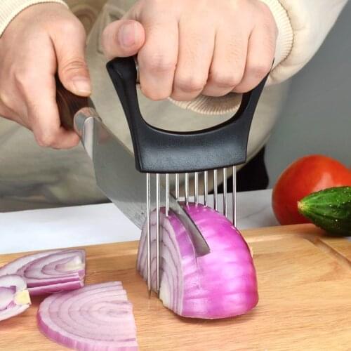 Tomato Onion Vegetables Slicer Cutting Aid Holder Guide Cutter Safe Shrendders