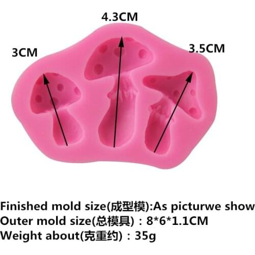 Three mushroom shape silicone mold chocolate baking cake turn sugar mold gypsum dress up pieces drop mold