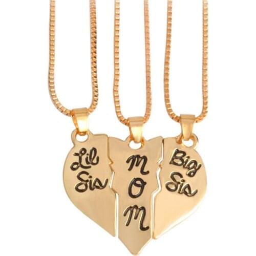 Letter splice Heart Pendant Necklace for Mothers Day Golden Silver Best Friends Statement Jewelry Friendship Necklace Set