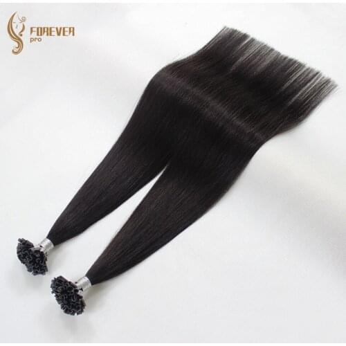 Forever pro Hair 0.8g/s 16" 18" 20" Real Remy Nail Tip Human Brazilian Hair Extensions Pre Bonded Hair Extensions Jet Black #1