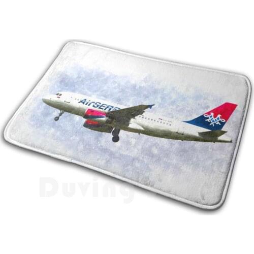 Air Serbia Airbus A319 Art Carpet Mat Rug Cushion Soft Air Serbia Art Art Air Serbia Serbian Air Serbia Airbus Airbus