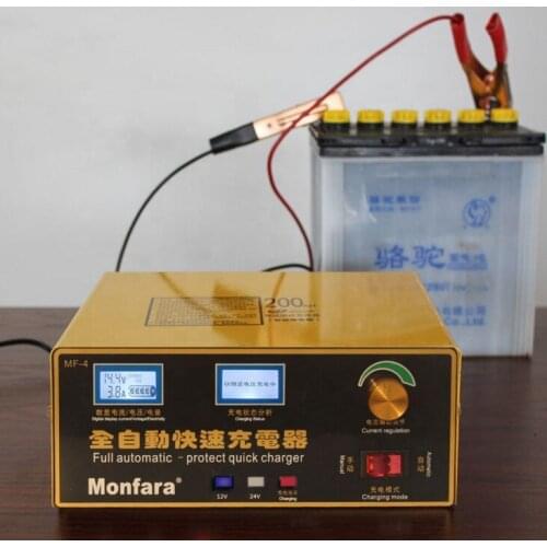 600W 25A Smart Automatic 12V/24V Car Storage Battery Charger LCD 5-stage Intelligent Pulse Repair for Lead Acid Battery 36-400AH