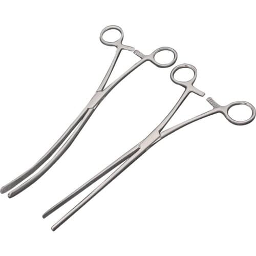Stainless Steel Bowel Clamps Intestinal Forceps Straight Curved 16.5cm/22cm/25cm Veterinary Medical Surgical Instruments