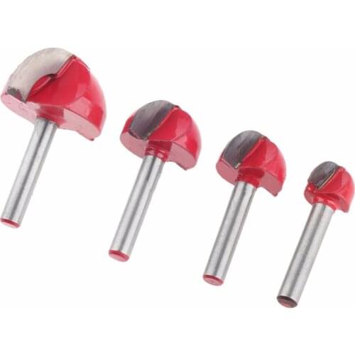 1pc 4PCS 6MM Shank Ball Nose End Mill Round Nose Milling Bit Radius Core Router Bit Tools