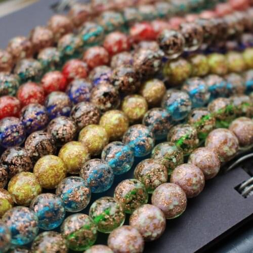 10PCS 12mm Luminous Lampwork glass beads Handmade inner shinning Powder Mix color Loose beads for jewelry making