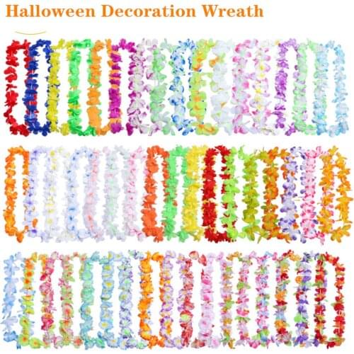 100pcs Hawaiian Garland Flower Necklace Christmas Flowers leis Evening Supply Beach Funny Wreath DIY Christmas Decorations