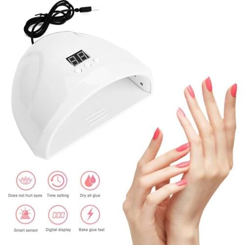 36W Nail Dryer White LED UV Lamp Nail Gel Fast Drying 30/60/90S Timer Nail Manicure Dual Source Light Nail Art Tool for All Gel