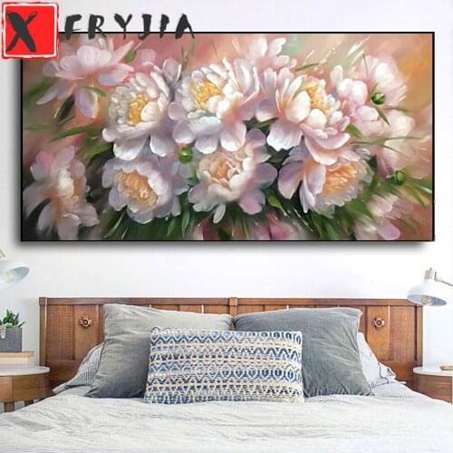 Diamond Mosaic Flower Picture Of Rhinestone Peony 5D DIY Embroidery Diamond Painting Flowers Full Square round diamond decor
