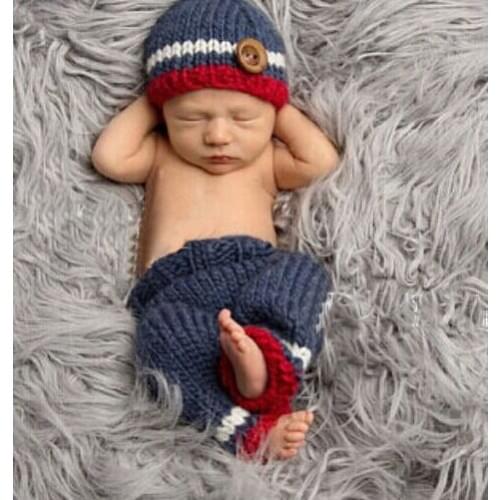 Free shipping ,new Handmade knitting Baby Beanies Hat with pants baby sets,Newborn knitting photography props 0-1M,3-4M