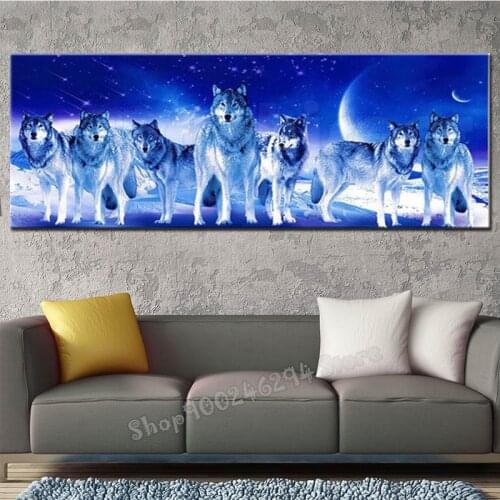 Large 5D Diamond Craft Painting Moonlight wolves Diy resin Diamond Embroidery Mosaic Gift Diamond Cross Stitch Wall Decor FF3260