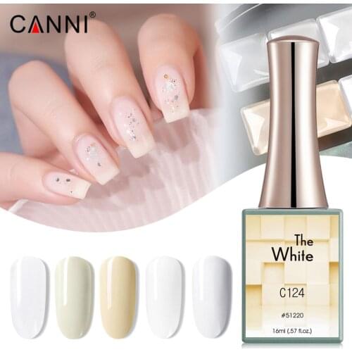 Canni 2021 New Hot Sale 6 Colors Set / White Series 16ml UV Nail Gel Polish Professional Soak Off French Manicure Nails