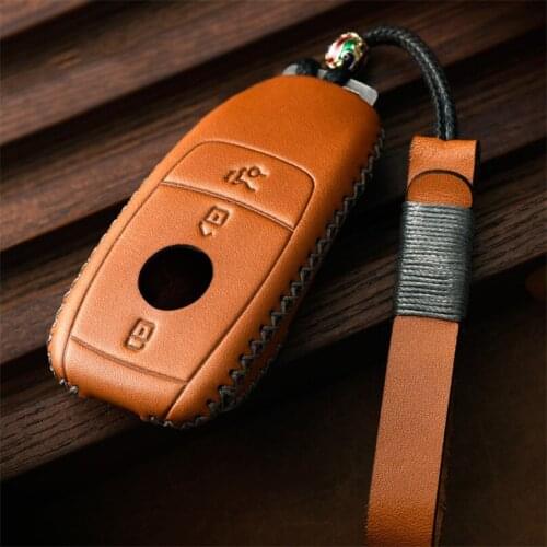 Genuine Leather Smart Key Case Shell Protection Fob for Mercedes Benz W213 E200 E260 E300 E400 E63 Car Accessories Key Holder