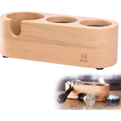 58mm Coffee Tamper Holder Espresso Coffee Pressed Powder Distributor Tamper Mat Solid Wooden Support Base Rack Coffeeware