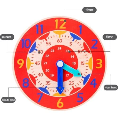 Children Toys Wooden Clock Hour Minute Montessori Second Cognition Colorful Clocks Toys For Kids Early Preschool Teaching Autism