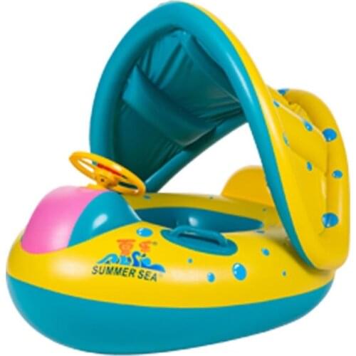 Kids Infant Swimming Rings Boat Child Swim Boats Sun Shade Inflatable Swim Pool Float Summer Swimming Sports Accessories