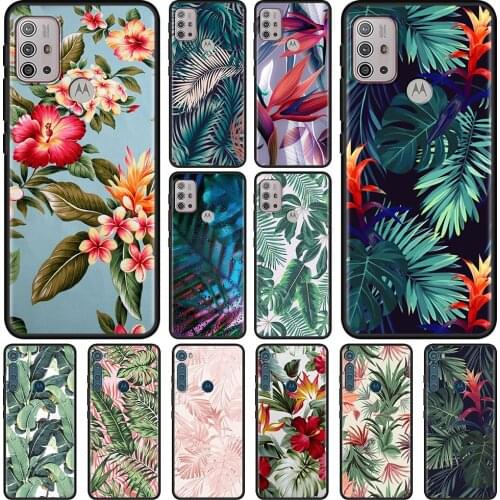 Para For Moto G Stylus G30 G10 Plus G9 Lite G8 Power Play Capa for Moto One Fusion Hyper Edge E6s Tropical Green Plant Leaf